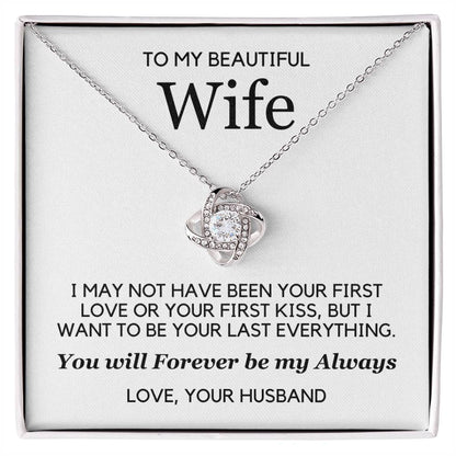 To My Wife - Forever Love - Necklace - White Gold Finish with Two-tone Box