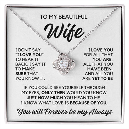 To My Wife - Because Of You - Necklace - White Gold Finish with Two-tone Box