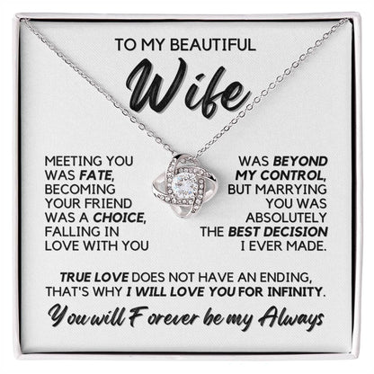 To My Wife - Infinite Love - Necklace - White Gold Finish with Two-tone Box