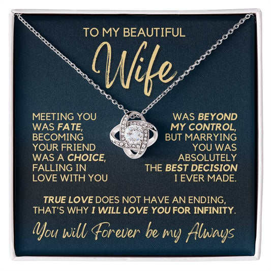 To My Wife - Infinite Love - Necklace - White Gold Finish with Two-tone Box