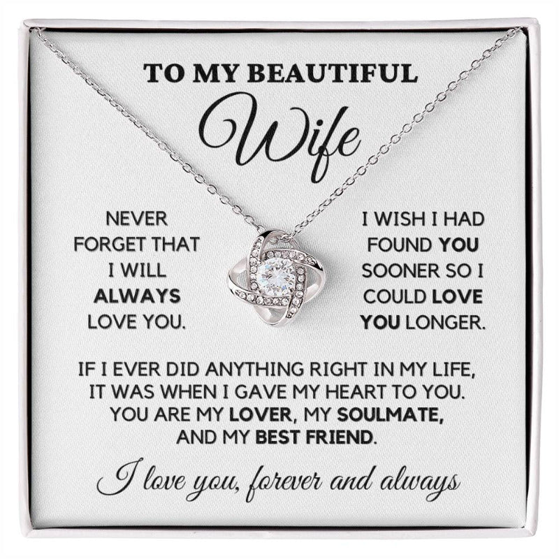To My Wife - My Lover, My Friend - Necklace  White Gold Finish with Two-tone Box