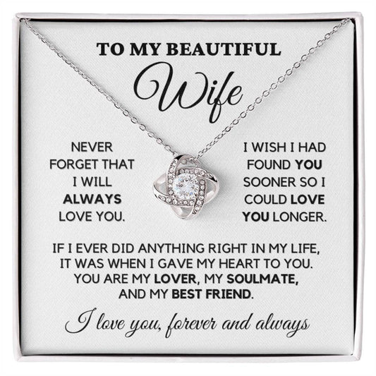 To My Wife - My Lover, My Friend - Necklace  White Gold Finish with Two-tone Box