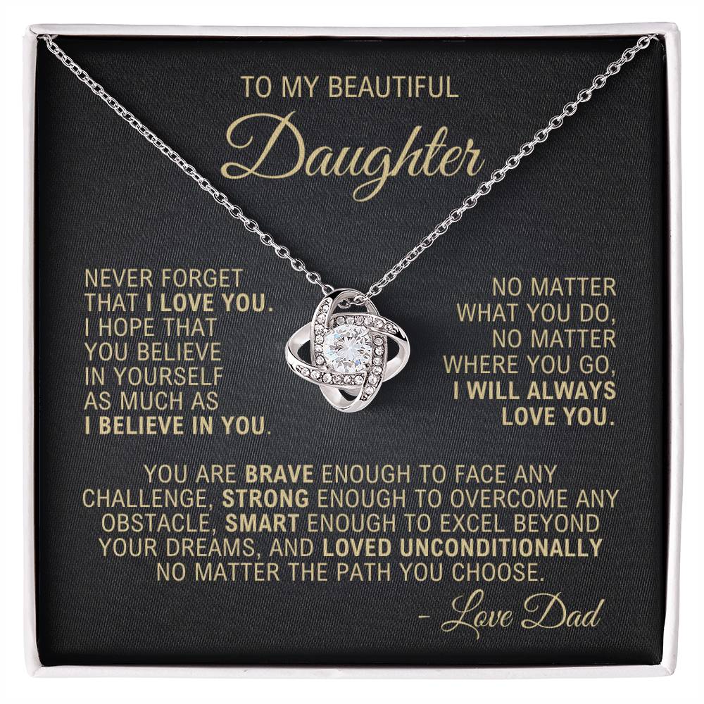To My Daughter - I Will Always Love You - White Gold Finish Necklace with Two-tone Box