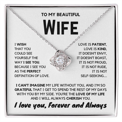 To My Wife - My Perfect Love - Necklace - White Gold Finish with Two-tone Box
