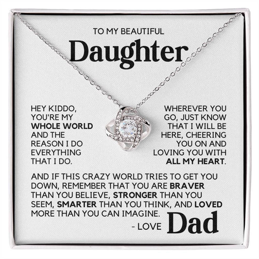 To My Daughter - My Whole World - White Gold Finish Necklace with two-tone box