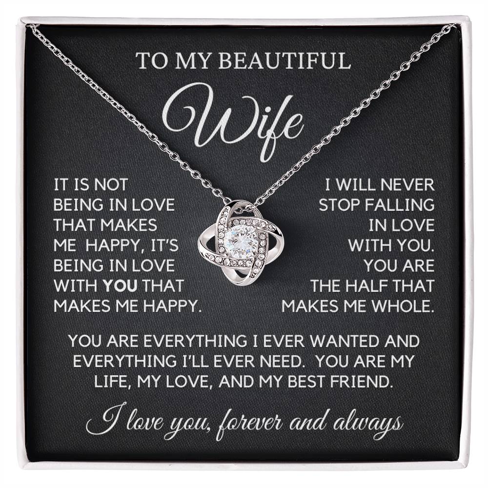 To My Wife - I Will Never Stop Loving You - Necklace - White Gold Finish with Two-tone Box