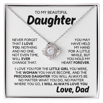 To My Daughter - You Hold My Heart - Necklace - White Gold Finish with Two-tone Box