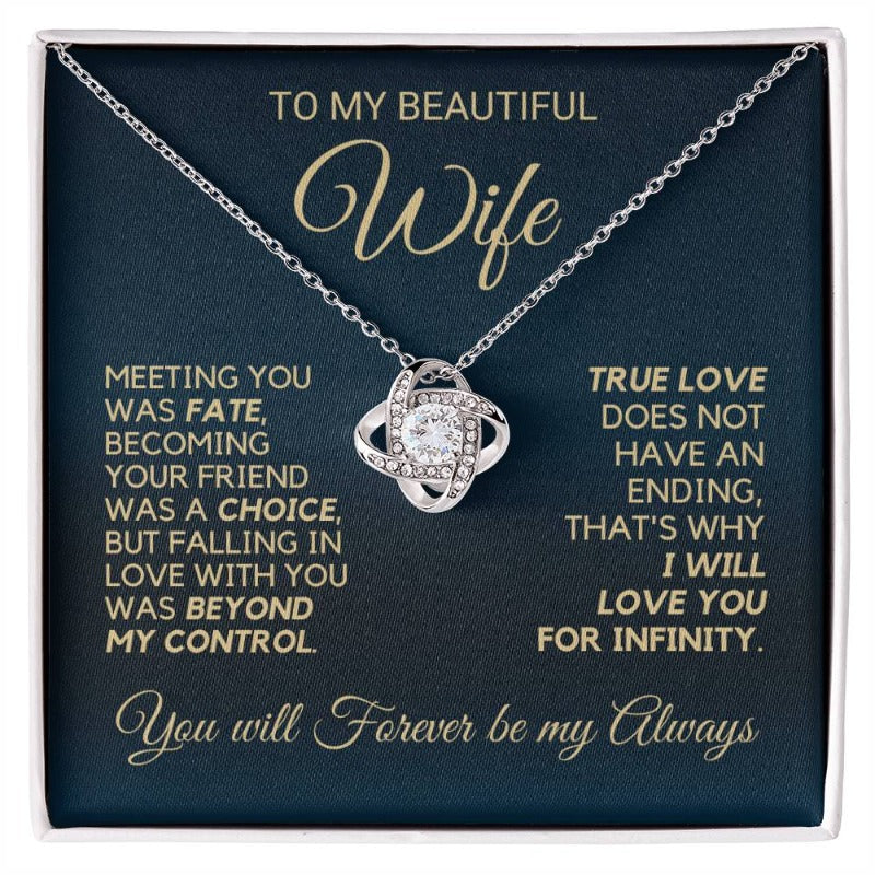 To My Wife - Infinite Love - Necklace - White Gold Finish with Two-tone Box