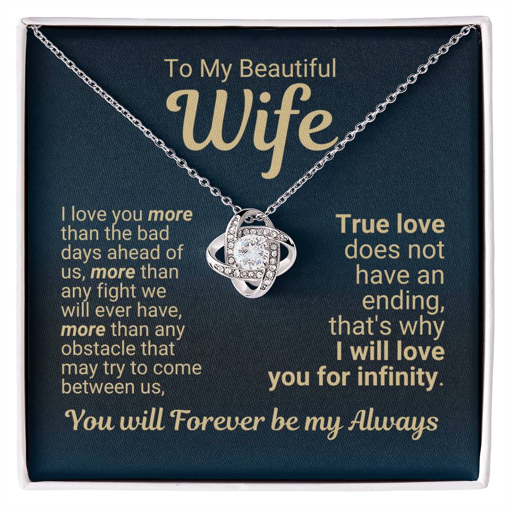 To My Wife - I Love You More - Necklace - Yellow Gold with Two-tone Box