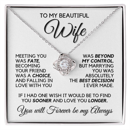 To My Wife - Infinite Love - Necklace - White Gold Finish with Two-tone Box