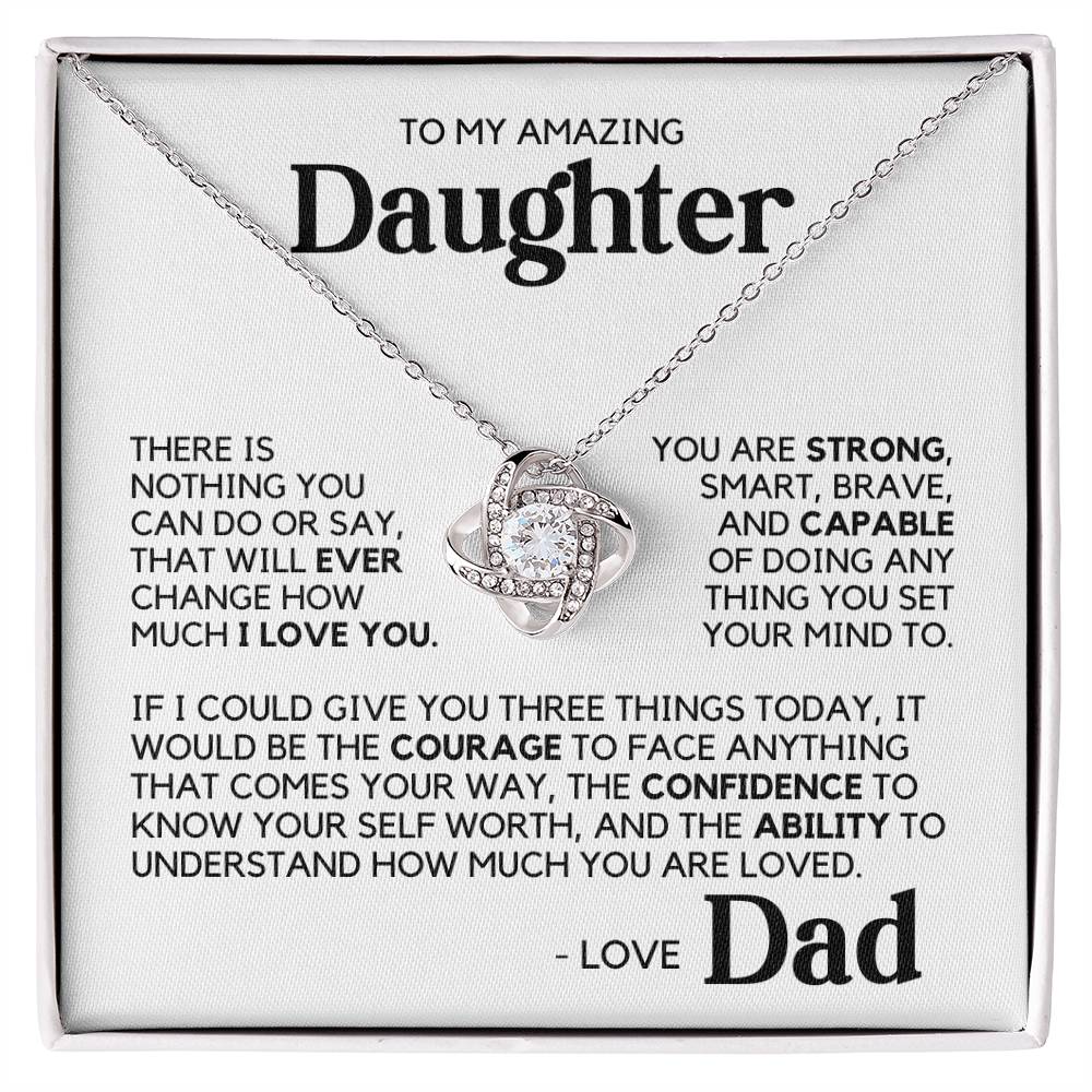 To My Daughter - I Love And Support You - White Gold Finish Necklace with two-tone box