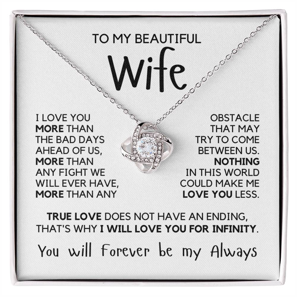 To My Wife - I Love You More - Necklace - White Gold Finish with Two-tone Box