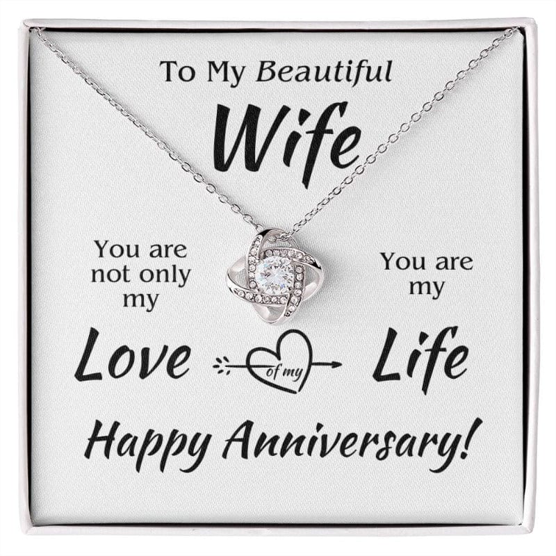 Love of My Life - Anniversary Necklace - White Gold Finish - two-toned box