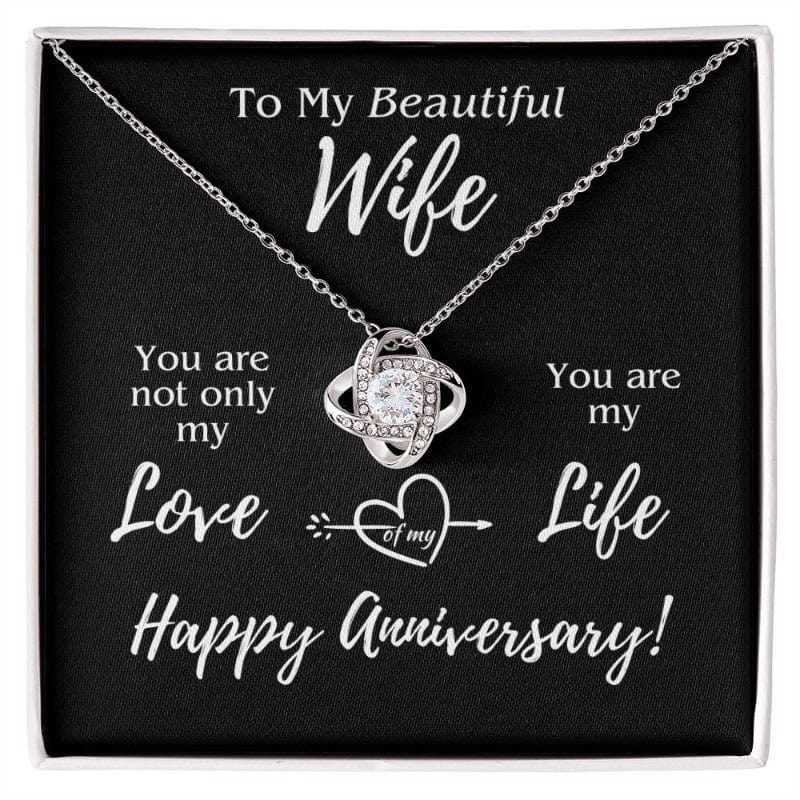 My Beautiful Wife - Anniversary Necklace - White Gold Plated - Two-toned box