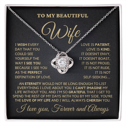 To My Wife - My Perfect Love - Necklace - White Gold Finish with Two-tone Box