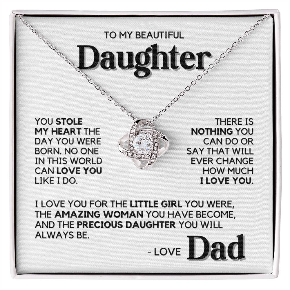 To My Daughter - You Stole My Heart - Love Dad - White Gold Finish Necklace with Two-tone Box