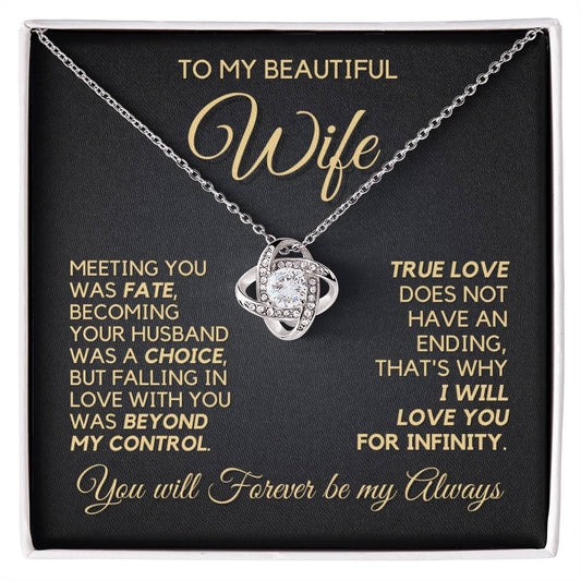 To My Wife - Infinite Love - Necklace - White Gold Finish with Two-tone Box