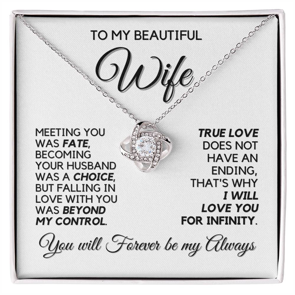 To My Wife - Infinite Love - Necklace - White Gold Finish with Two-tone Box