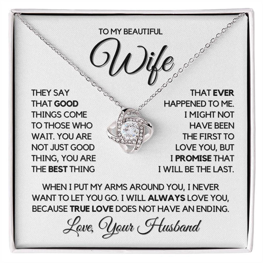 To My Wife - Unending Love - Necklace - White gold finish with two-tone box