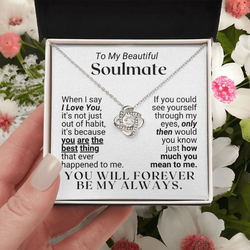To My Soulmate - When I Say I Love You - White Gold Finish - Necklace - Two-tone Box