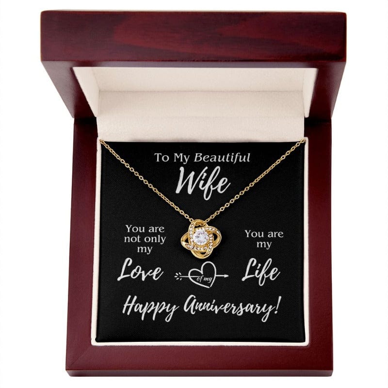 My Beautiful Wife - Anniversary Necklace - Gold Plated - Mahogany-style box