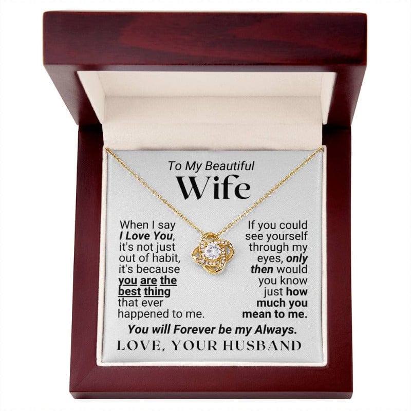 To My Wife - When I Say I Love You - Yellow Gold Finish - Necklace - Mahogany-style Luxury Box (w/LED)