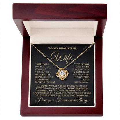 To My Wife - My Perfect Love - Necklace - Yellow Gold Finish with Luxury LED Box