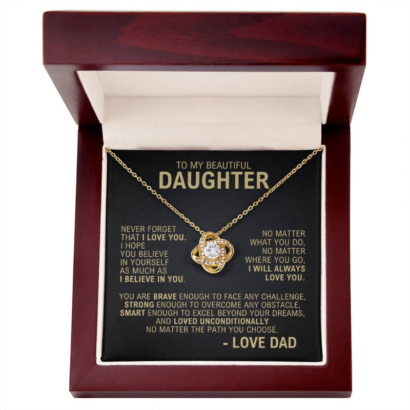 To My Daughter - I Will Always Love You - Necklace - Yellow Gold Finish with Luxury LED Box