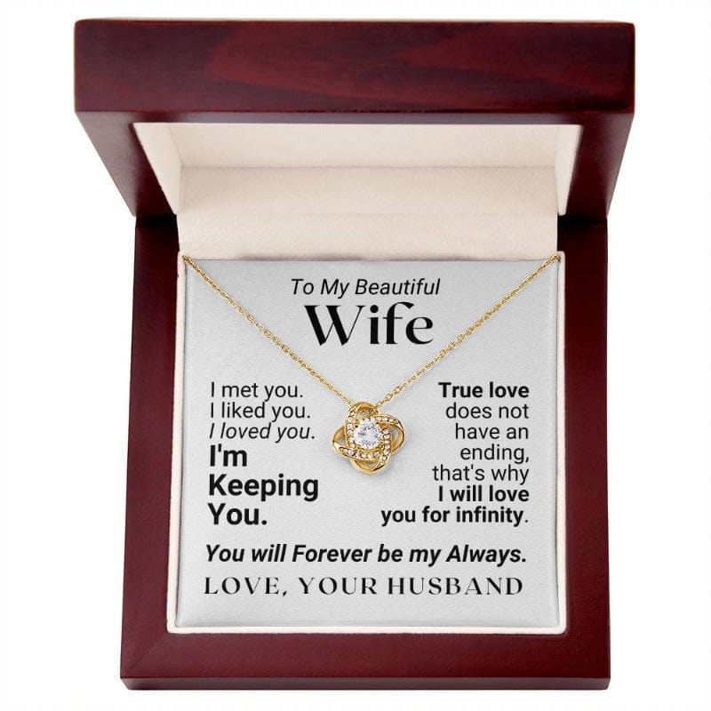 To My Wife - I'm Keeping You - Yellow Gold Finish - Necklace - Mahogany-style Box (w/LED)