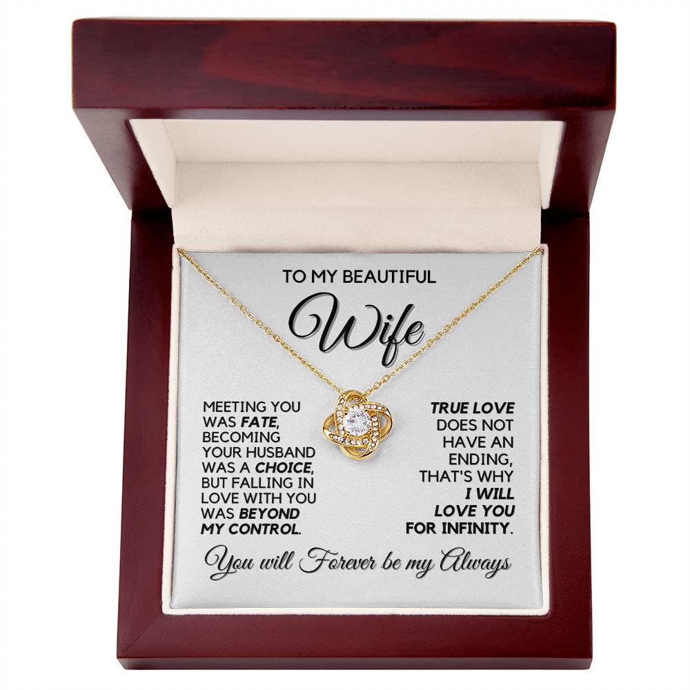 To My Wife - Infinite Love - Necklace - White Gold Finish with Luxury LED Box