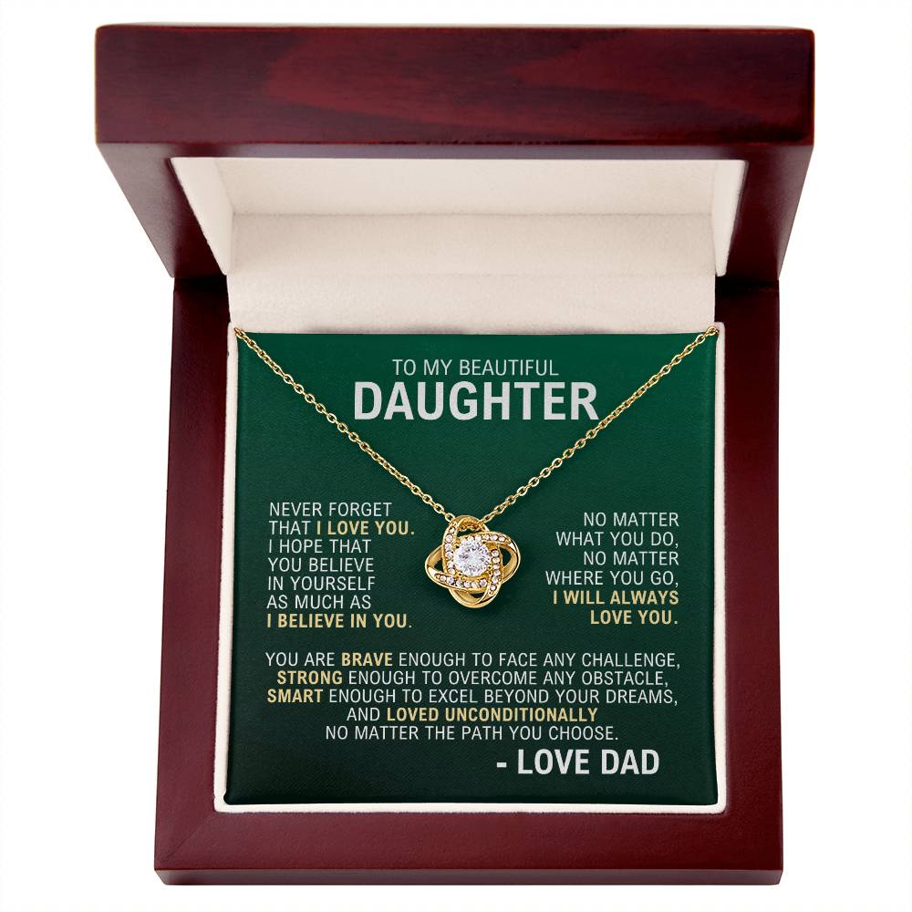 To My Daughter - I Will Always Love You - Yellow Gold Finish Necklace with Luxury LED  Box