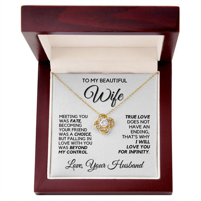 To My Wife - Infinite Love - Necklace - White Gold Finish with Luxury LED Box