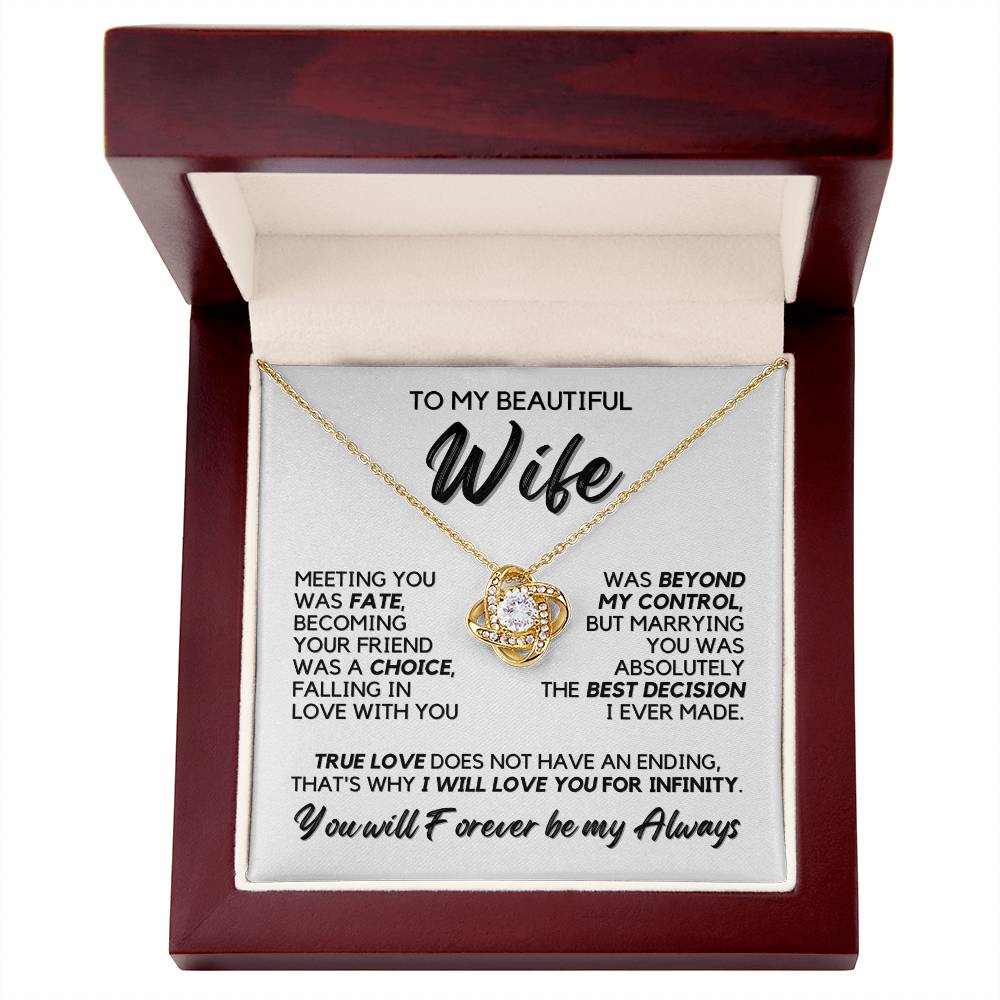 To My Wife - Infinite Love - Necklace - White Gold Finish with Luxury LED Box