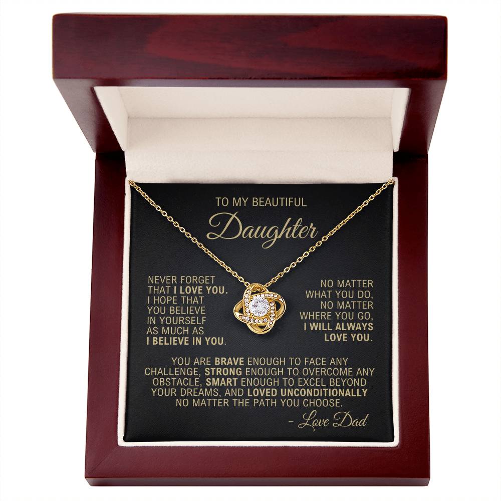 To My Daughter - I Will Always Love You - Yellow Gold Finish Necklace with Luxury LED Box