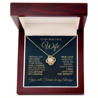 To My Wife - Infinite Love - Necklace - White Gold Finish with Luxury LED Box