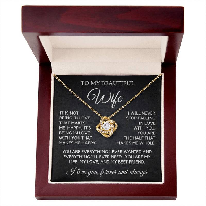 To My Wife - I Will Never Stop Loving You - Necklace - Yellow Gold Finish with LED Luxury Box
