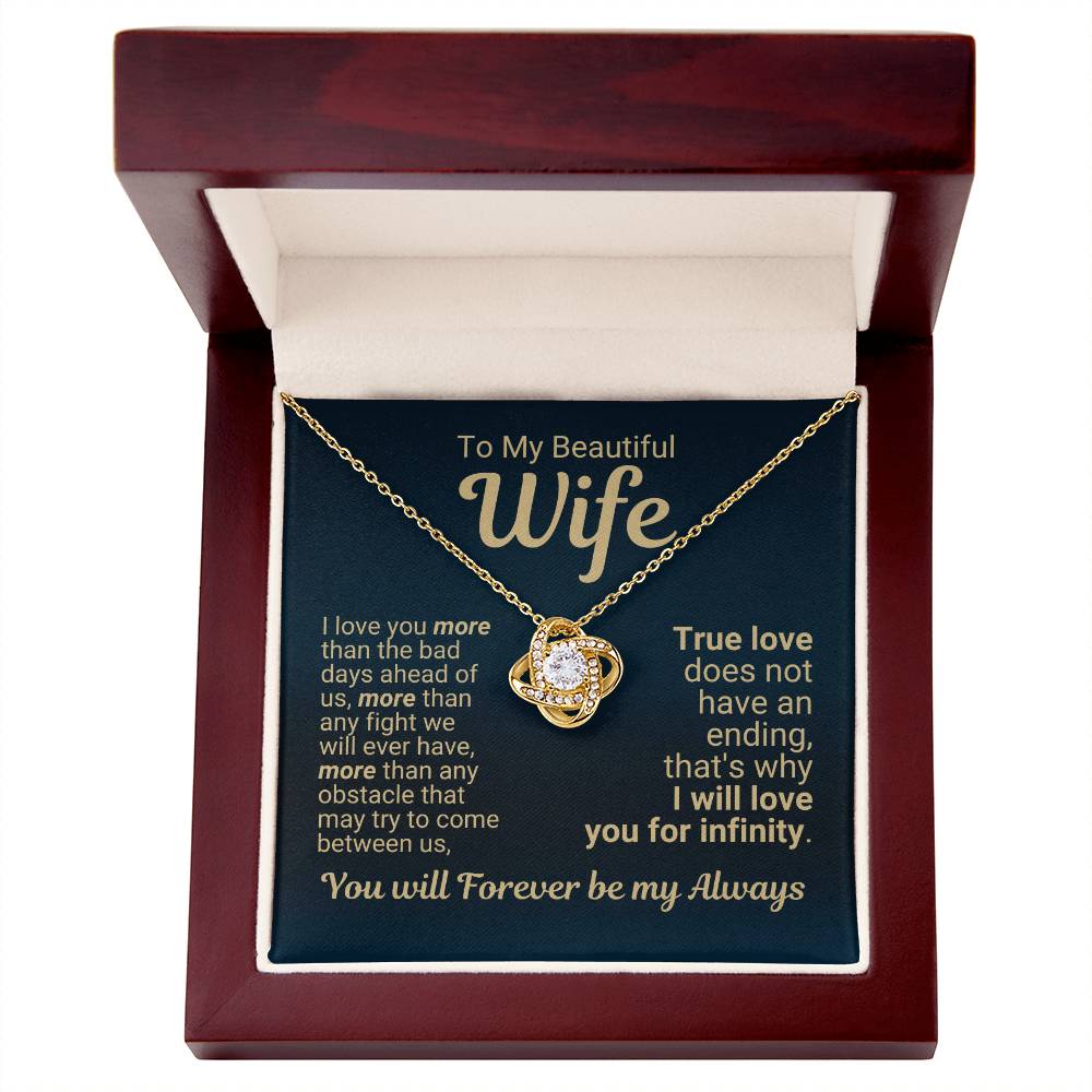 To My Wife - I Love You More - Necklace - Yellow Gold with Luxury LED Box