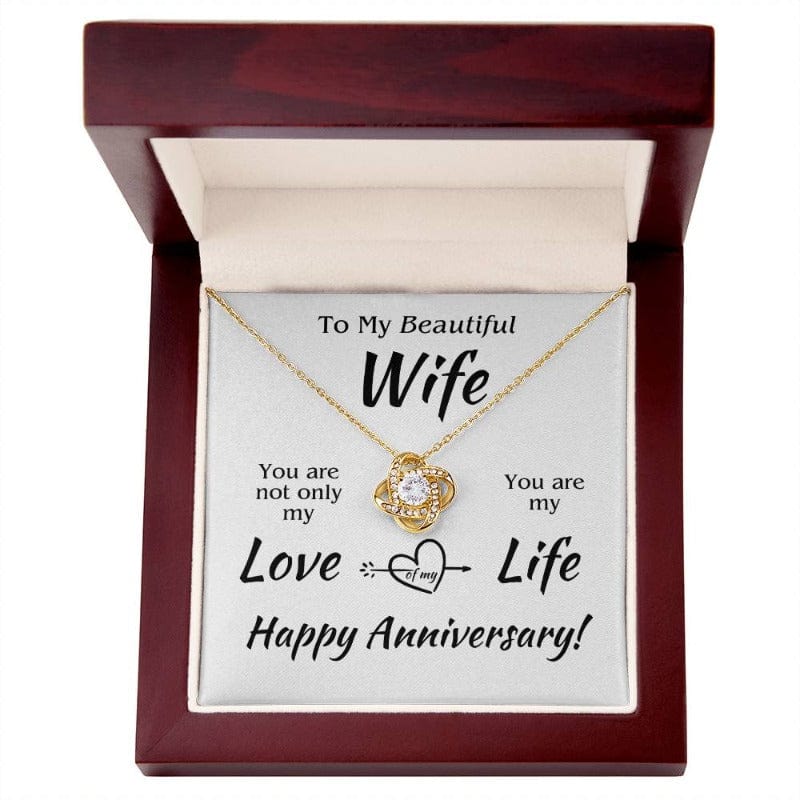 Love of My Life - Anniversary Necklace - Yellow Gold Finish - Mahogany-style box