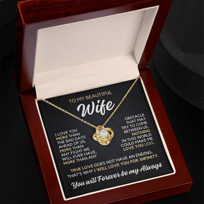 To My Wife - I Love You More - Necklace - Yellow Gold Finish with Luxury LED Box