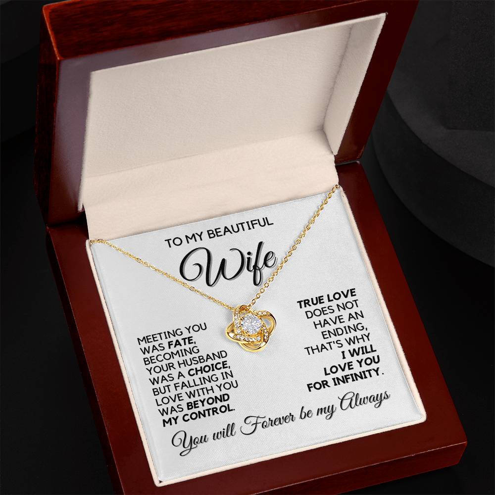 To My Wife - Infinite Love - Necklace - White Gold Finish with Luxury LED Box