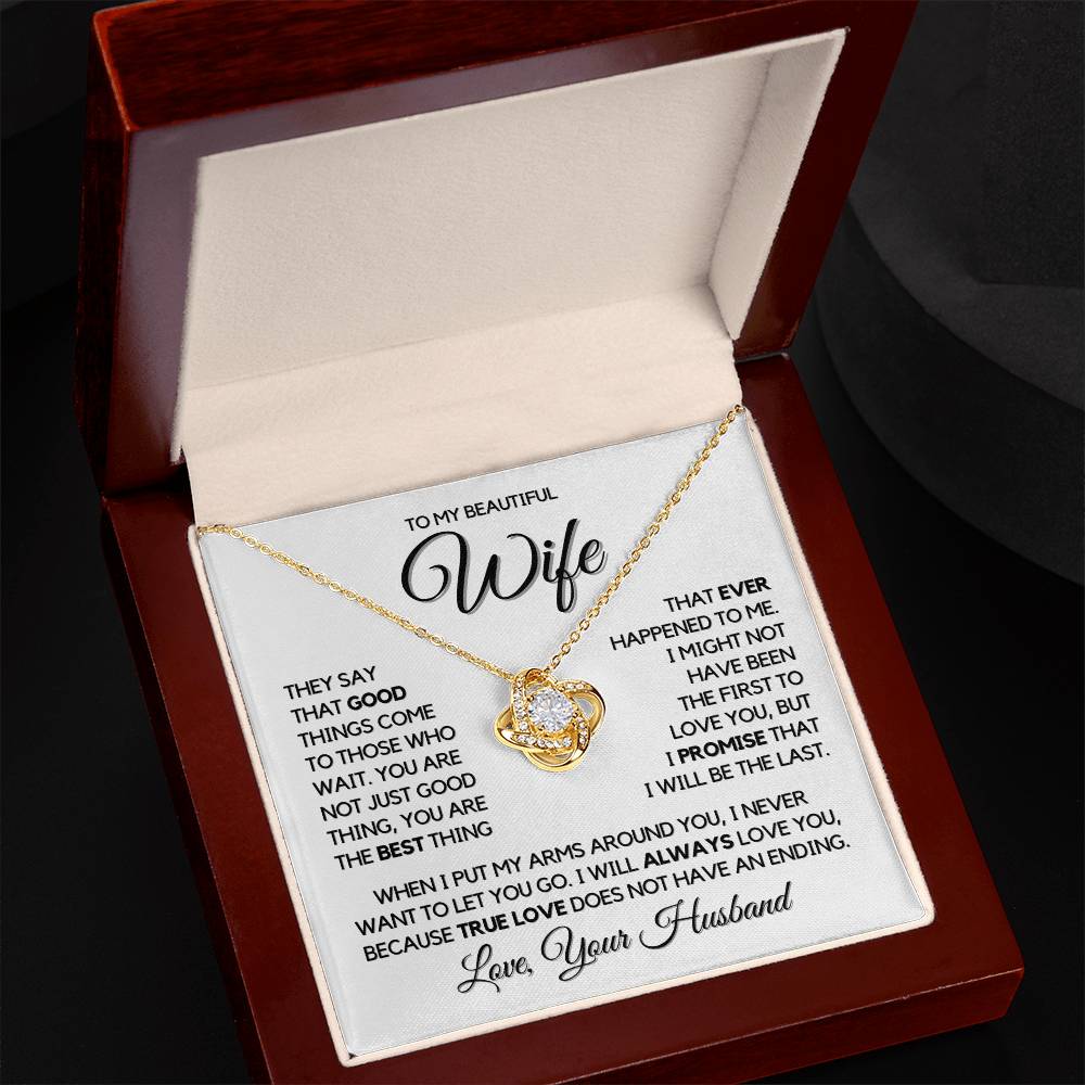 To My Wife - Unending Love - Necklace - Yellow gold finish with Luxury LED box