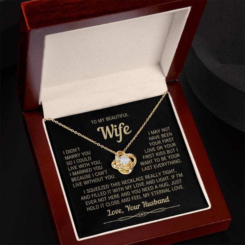 To My Wife - I can't Live Without You - Necklace - Yellow Gold Finish with LED Luxury box
