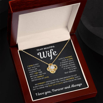 To My Wife - My Perfect Love - Necklace - Yellow Gold Finish with Luxury LED Box