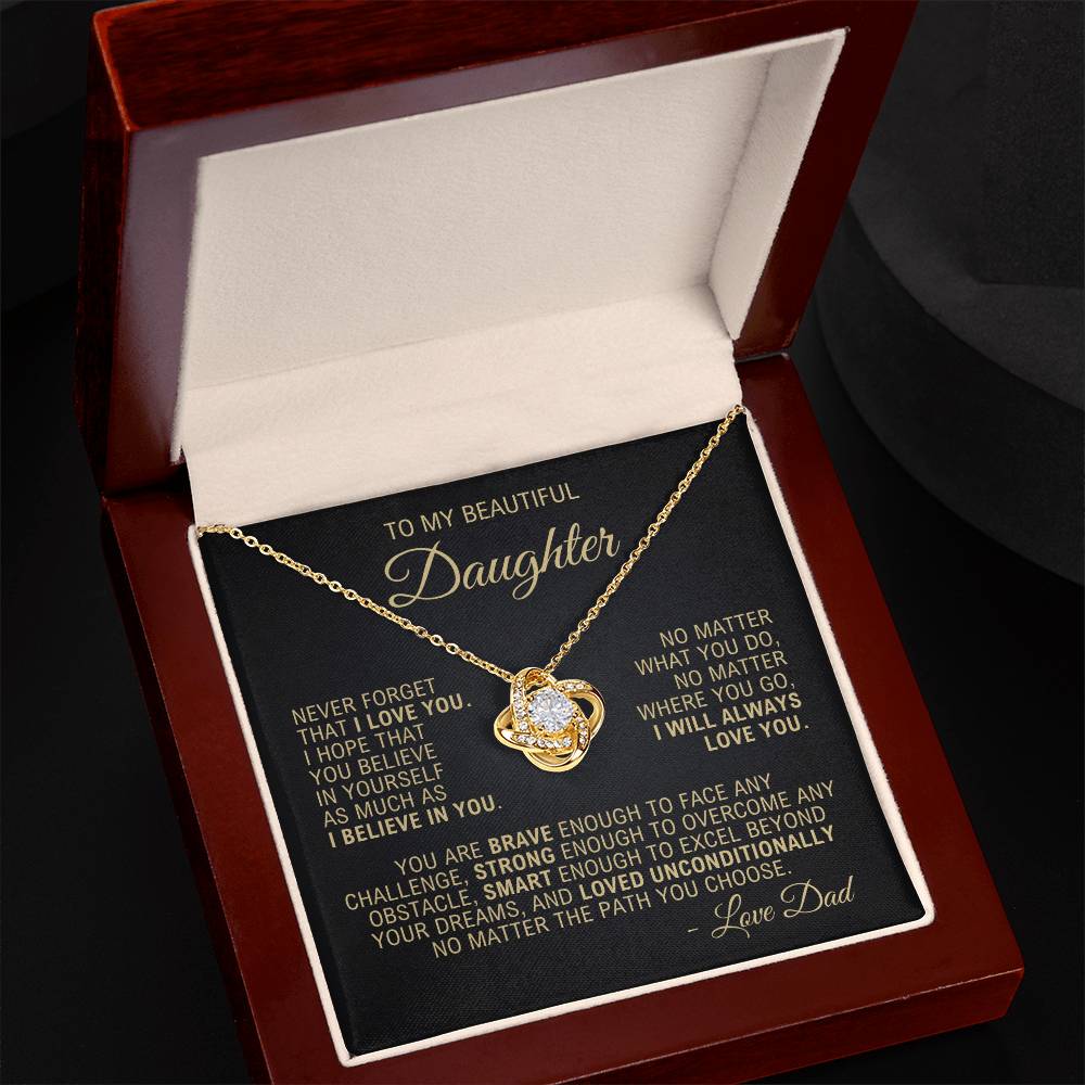 To My Daughter - I Will Always Love You - Yellow Gold Finish Necklace with Luxury LED Box