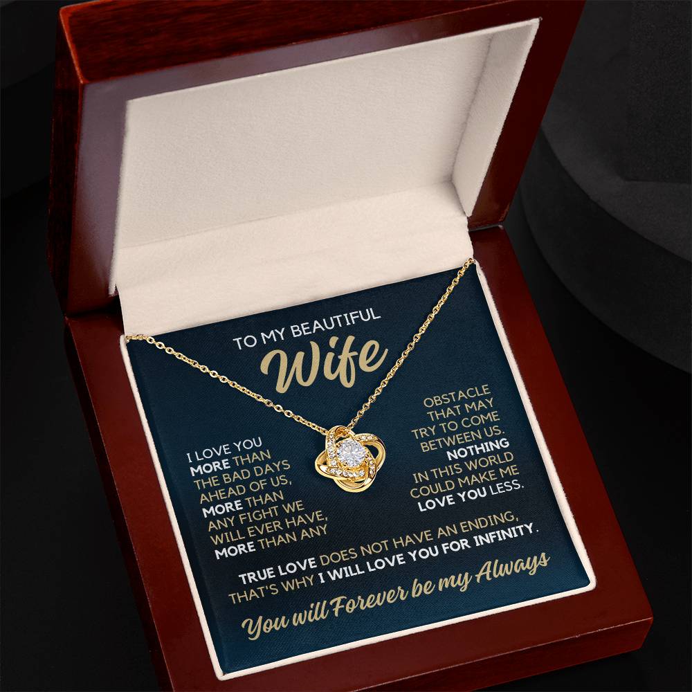 To My Wife - I Love You More - Necklace - Yellow Gold Finish with Luxury LED Box