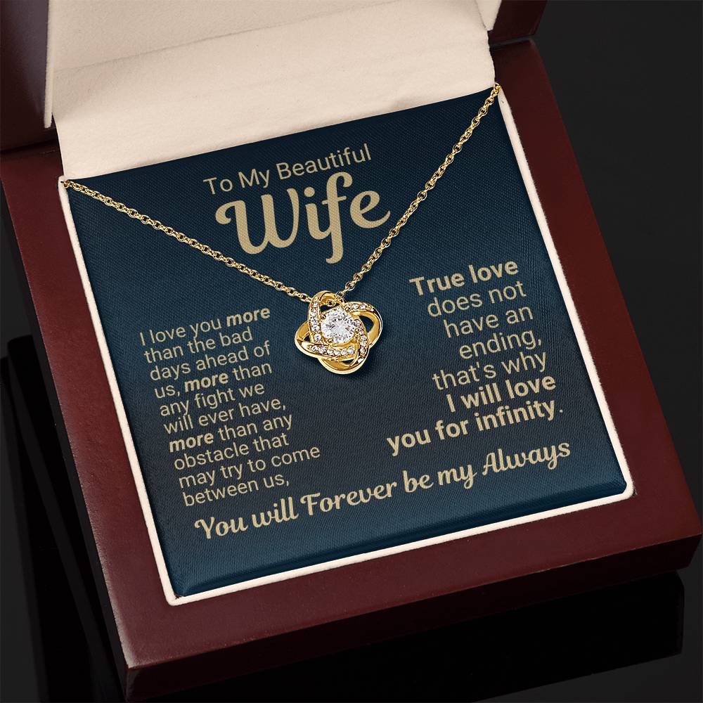 To My Wife - I Love You More - Necklace - Yellow Gold with Luxury LED Box