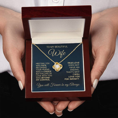 To My Wife - Infinite Love - Necklace - White Gold Finish with Luxury LED Box