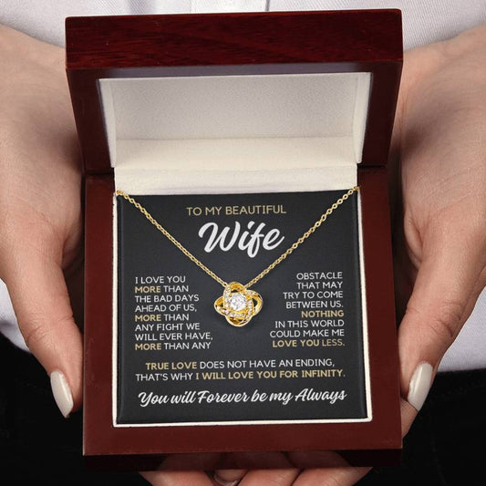 To My Wife - I Love You More - Necklace - Yellow Gold Finish with Luxury LED Box