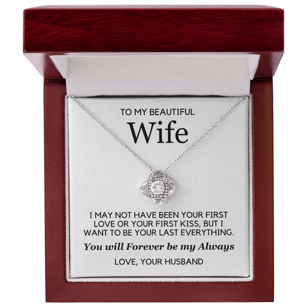 To My Wife - Forever Love - Necklace - White Gold Finish with Luxury LED Box