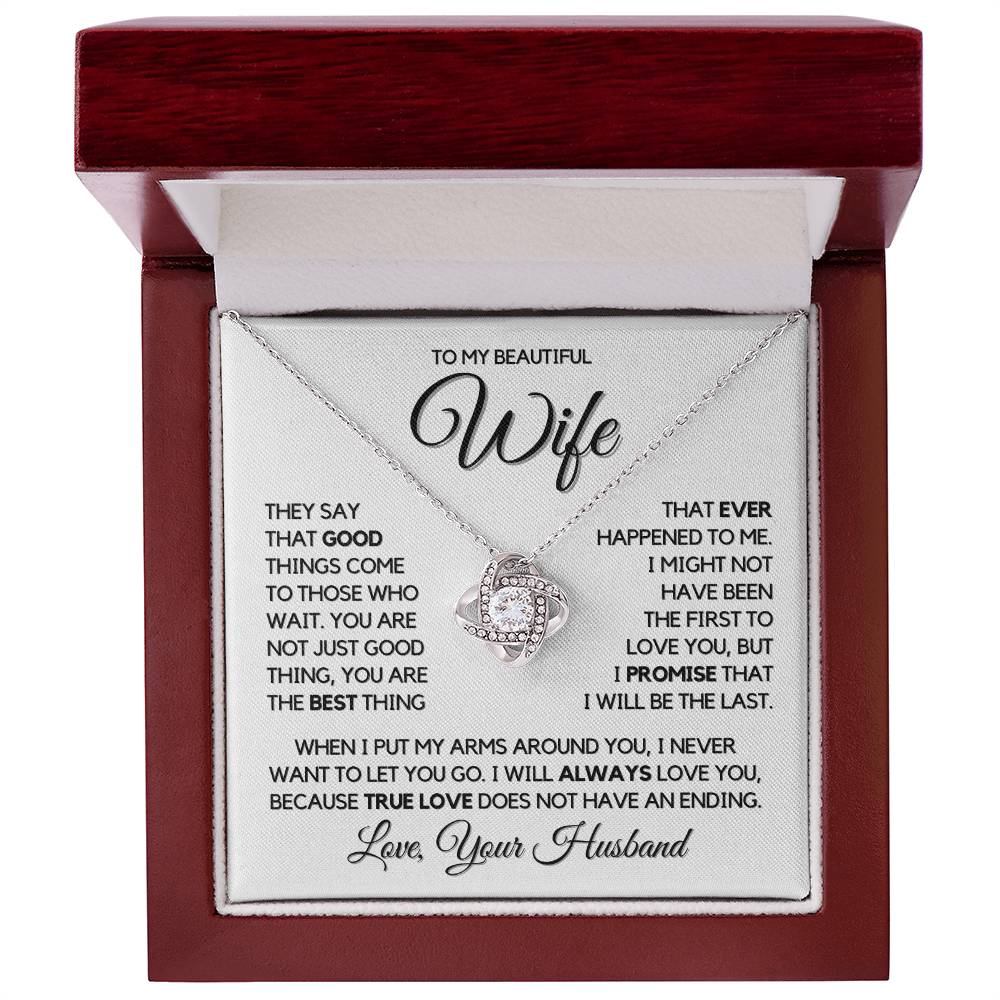 To My Wife - Unending Love - Necklace - White gold finish with Luxury LED box